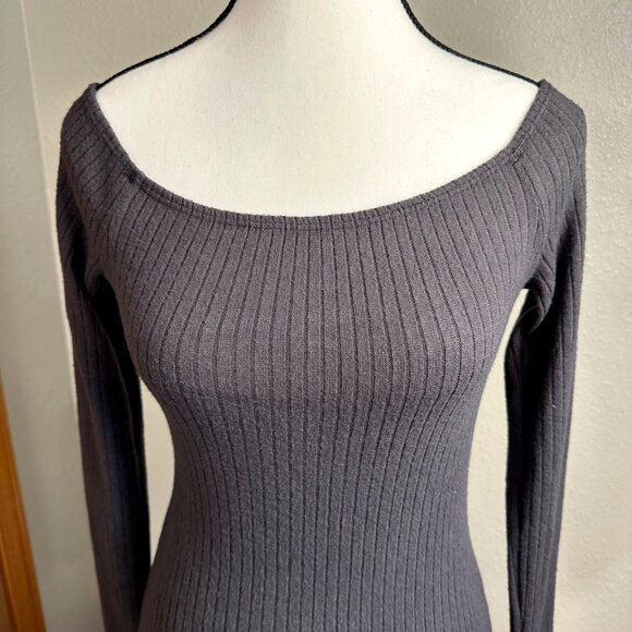 Urban outfitters Silence + Noise Womens Midi Dress Gray S Cosy Off Shoulder - Picture 4 of 15